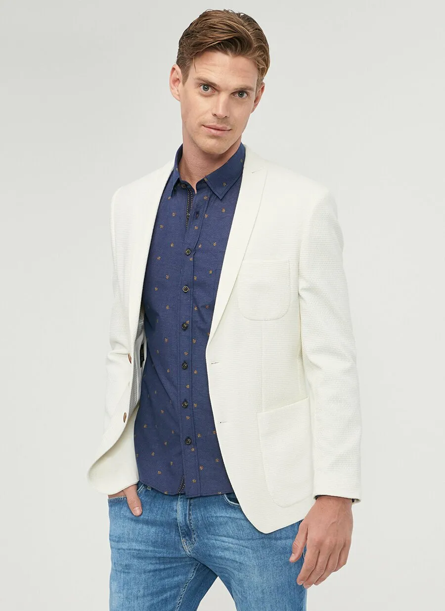 16903 White Slim Fit Jacket