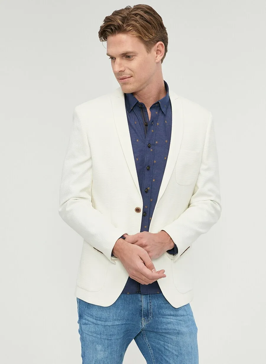 16903 White Slim Fit Jacket