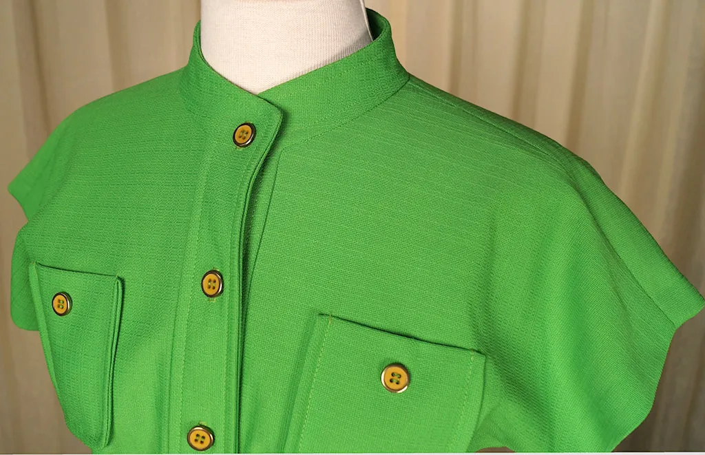 1960s Lime Green Button Top