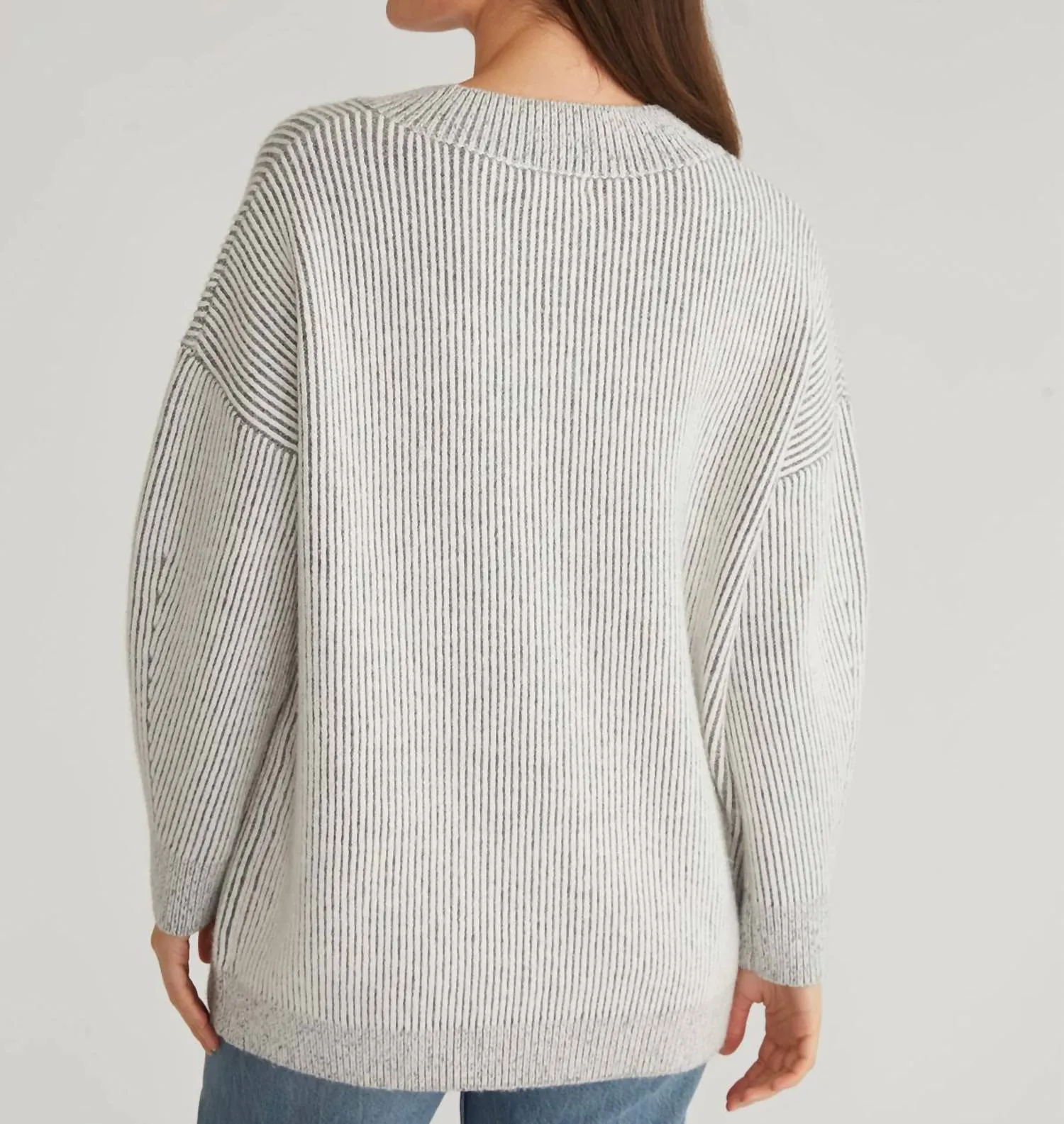 525 America - V-neck Plaited Cozy Tunic Sweater