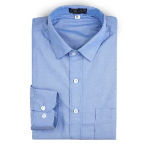 Blue Grey Elbow Patch Cotton Shirt