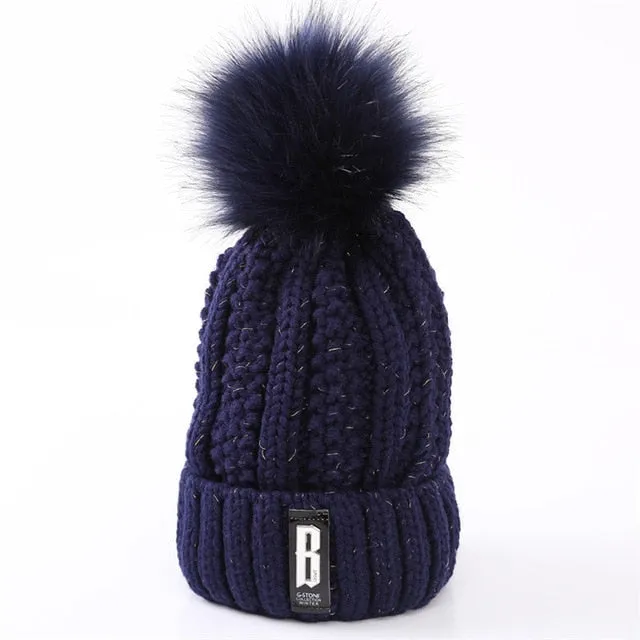Brand Winter knitted Beanies Hats Women Thick Warm Beanie Skullies Hat Female knit Letter Bonnet Beanie Caps Outdoor Riding Sets
