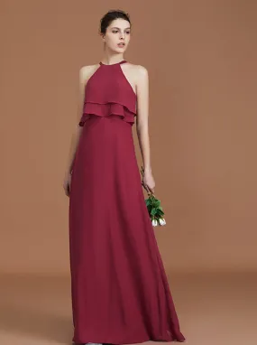 Burgundy Bridesmaid Dresses,Long Bridesmaid Dress,Chiffon Bridesmaid Dress,BD00250
