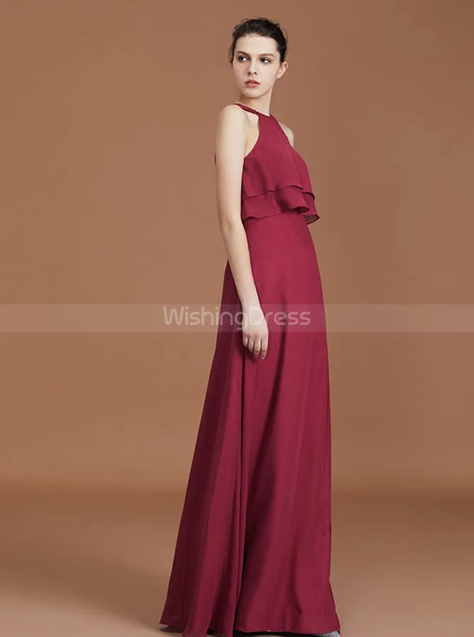 Burgundy Bridesmaid Dresses,Long Bridesmaid Dress,Chiffon Bridesmaid Dress,BD00250