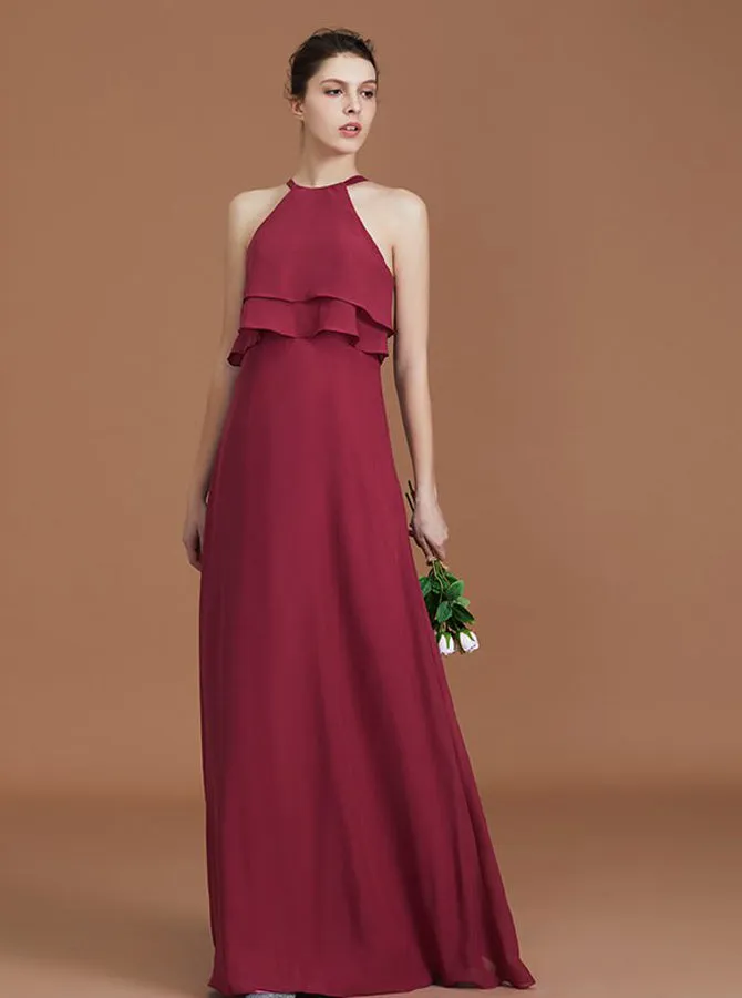 Burgundy Bridesmaid Dresses,Long Bridesmaid Dress,Chiffon Bridesmaid Dress,BD00250