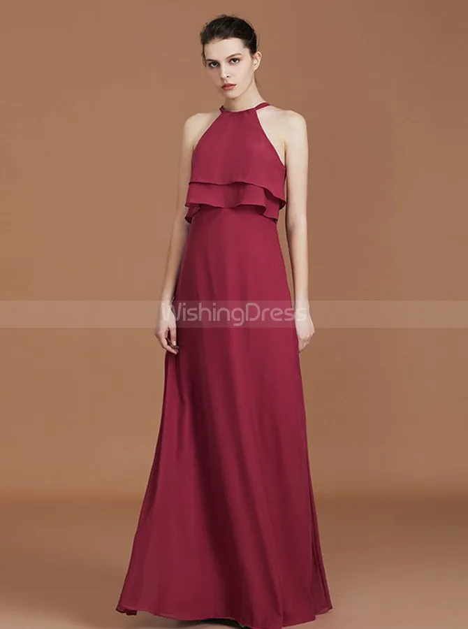 Burgundy Bridesmaid Dresses,Long Bridesmaid Dress,Chiffon Bridesmaid Dress,BD00250