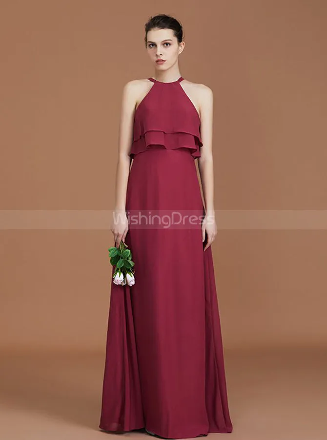 Burgundy Bridesmaid Dresses,Long Bridesmaid Dress,Chiffon Bridesmaid Dress,BD00250
