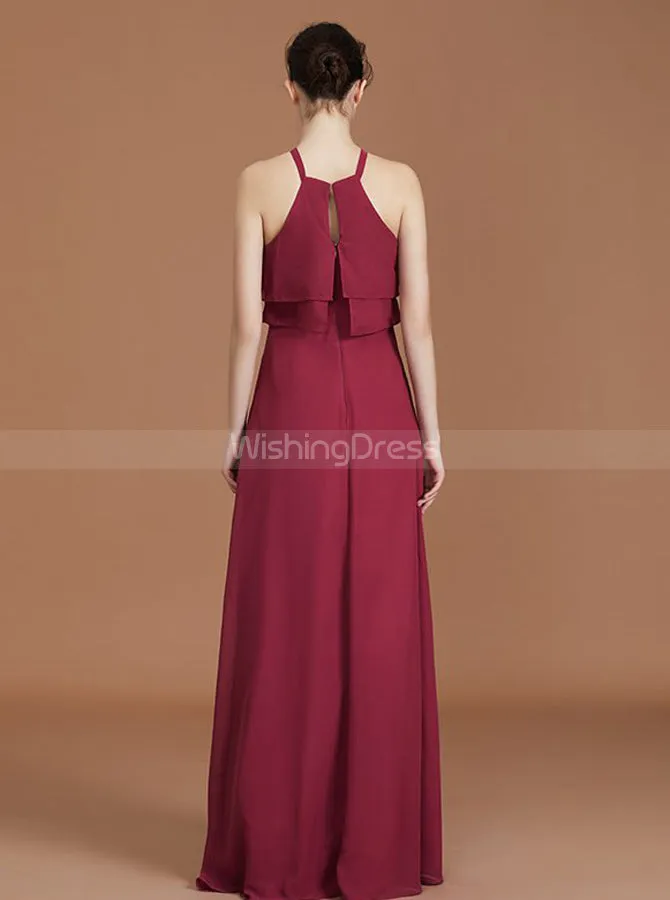 Burgundy Bridesmaid Dresses,Long Bridesmaid Dress,Chiffon Bridesmaid Dress,BD00250