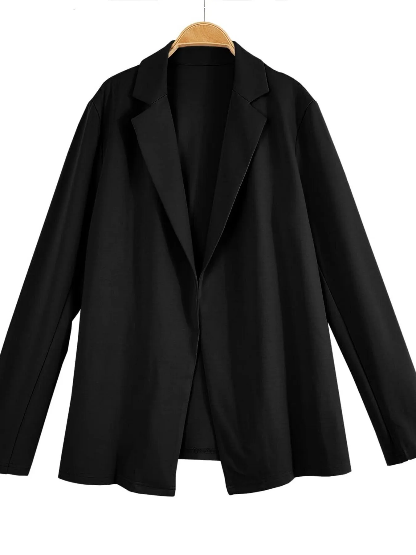 Casual Long Sleeve Solid Color Knit Suit Work Office Front Open Blazer