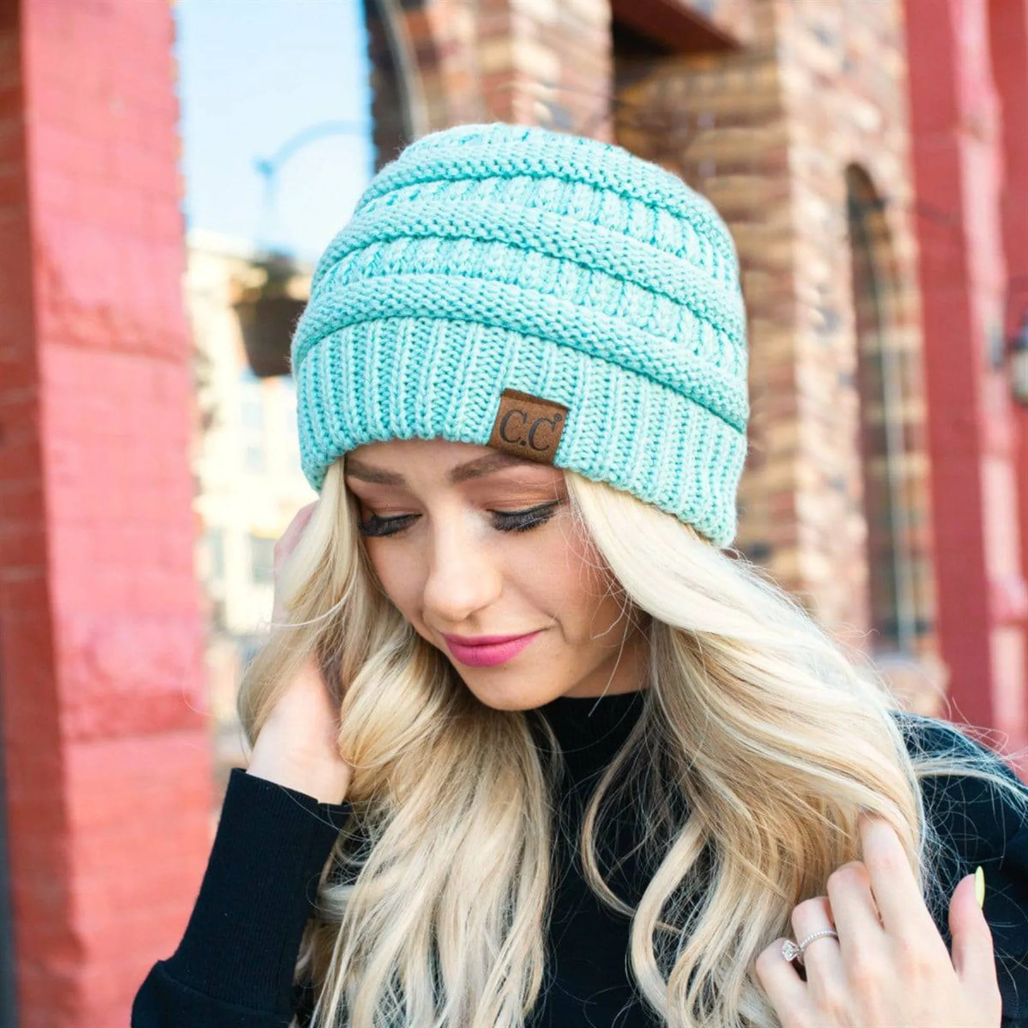 CC Popular Lined Cable Knit Skully Beanies Hats