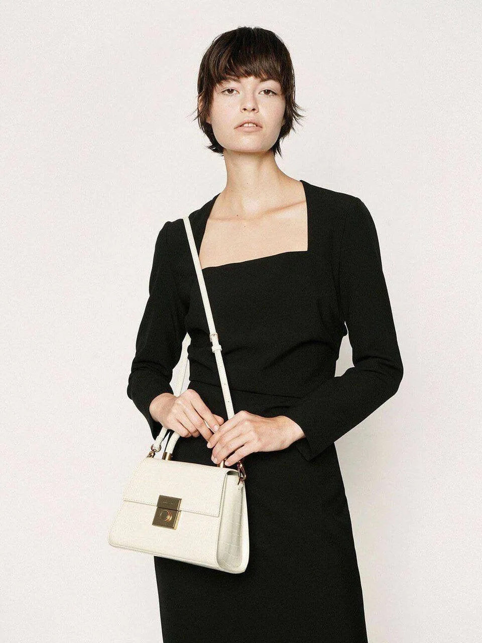 Croc-Effect Structured Bag