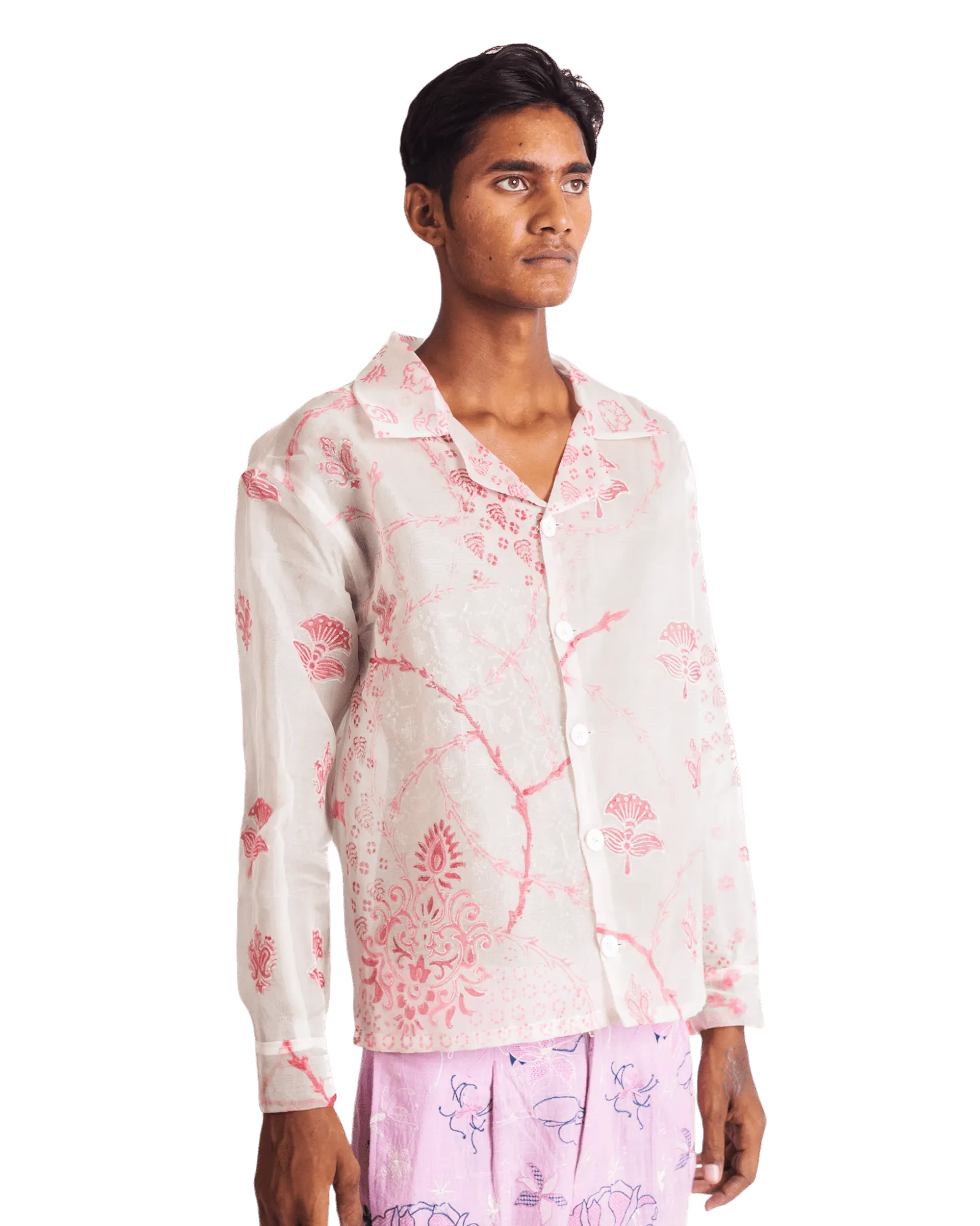 FLORAL ORGANZA BUTTON DOWN