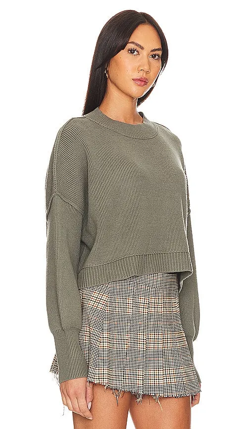 Free People Easy Street Crop Pullover in Army