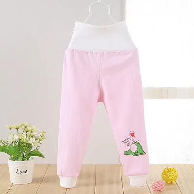 High Waisted Baby Pants Cute Soft Outerwear Boy Girl Trousers Cotton Infant Clothes Belly Care Pants Baby Clothing Free Shipping