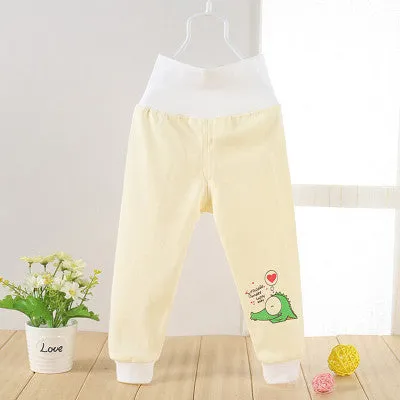 High Waisted Baby Pants Cute Soft Outerwear Boy Girl Trousers Cotton Infant Clothes Belly Care Pants Baby Clothing Free Shipping