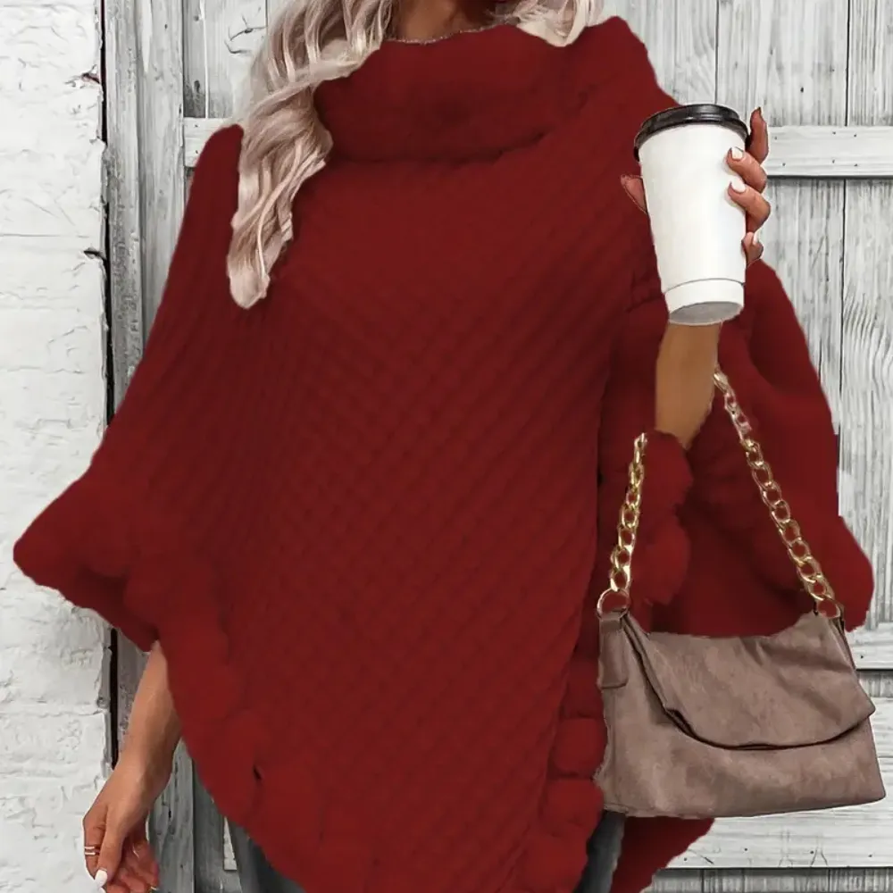 Jattina | Dames Winter Turtle Nek Trui | Bontversiering