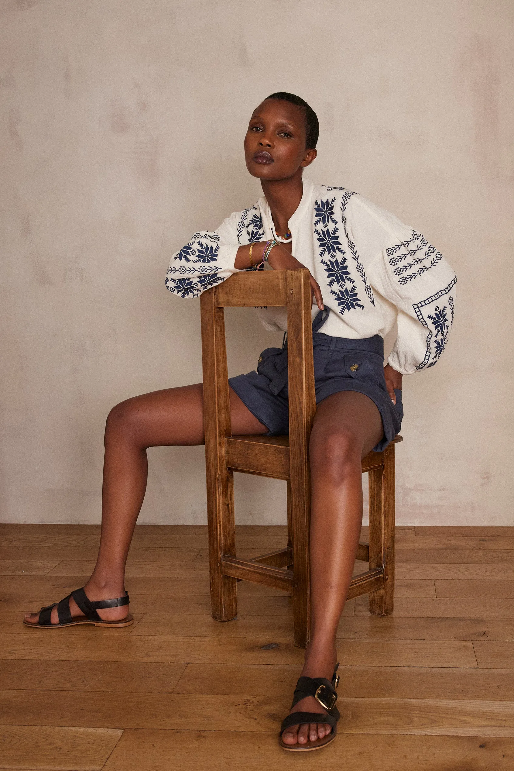 MAURICE CHARCOAL COTTON SHORTS