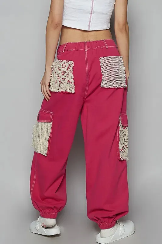ONLINE EXCLUSIVE POL Crochet Overlay Pockets Drawstring Pants