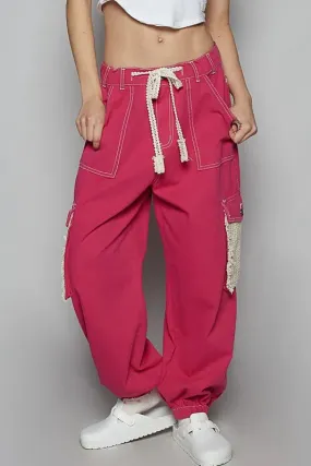 ONLINE EXCLUSIVE POL Crochet Overlay Pockets Drawstring Pants