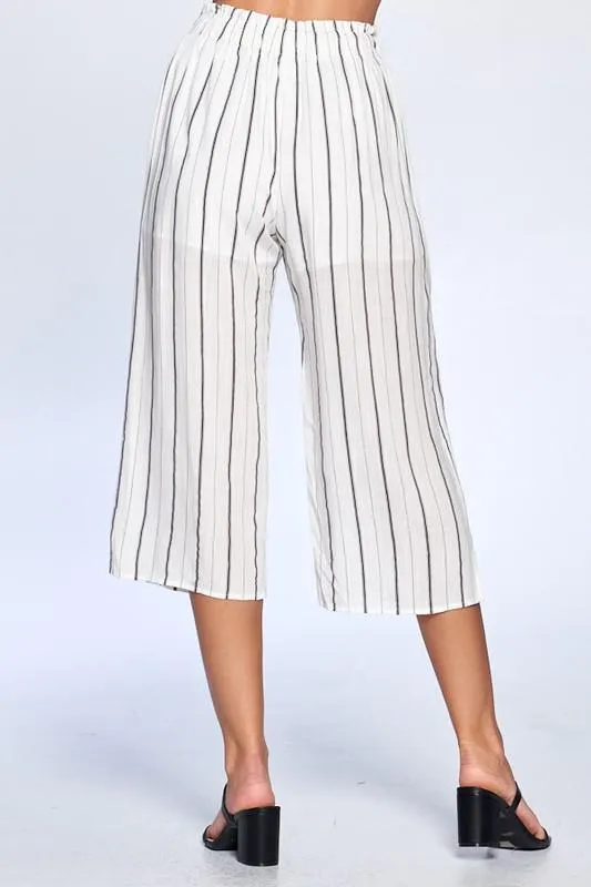 Pinstripe Drawstring Ankle Pants