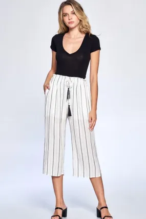 Pinstripe Drawstring Ankle Pants