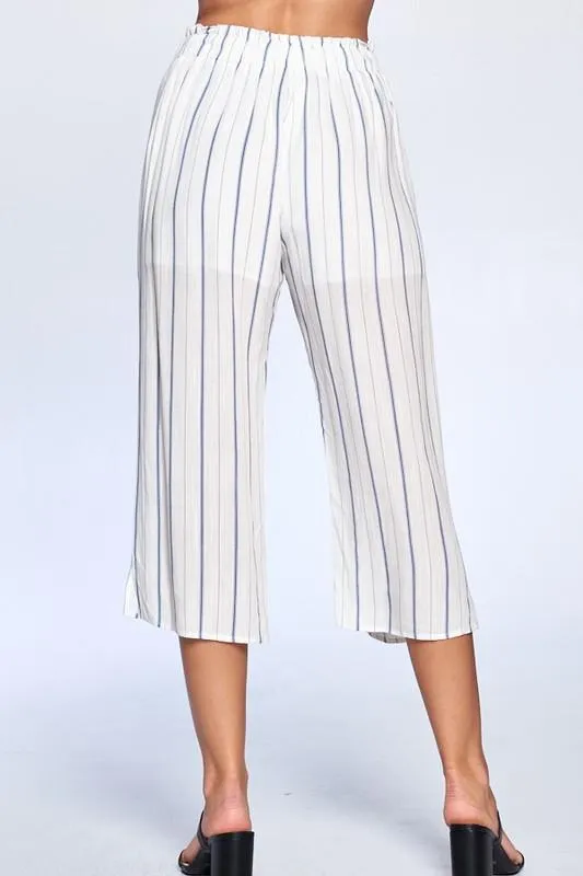 Pinstripe Drawstring Ankle Pants