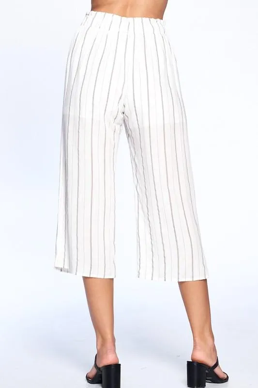 Pinstripe Drawstring Ankle Pants