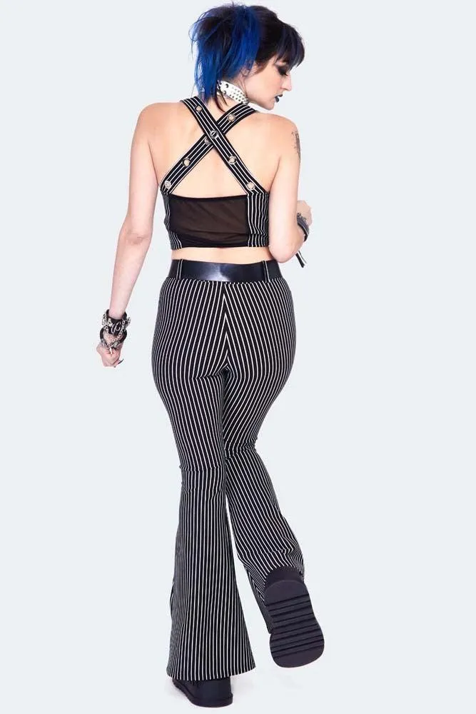 Pintstripe Flared Jersey Trousers