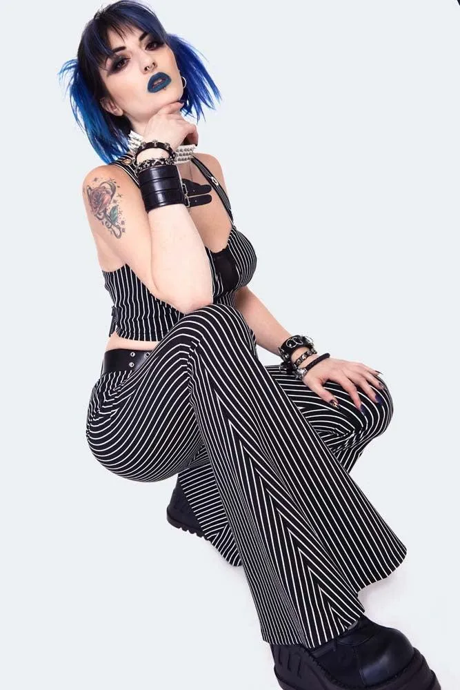 Pintstripe Flared Jersey Trousers