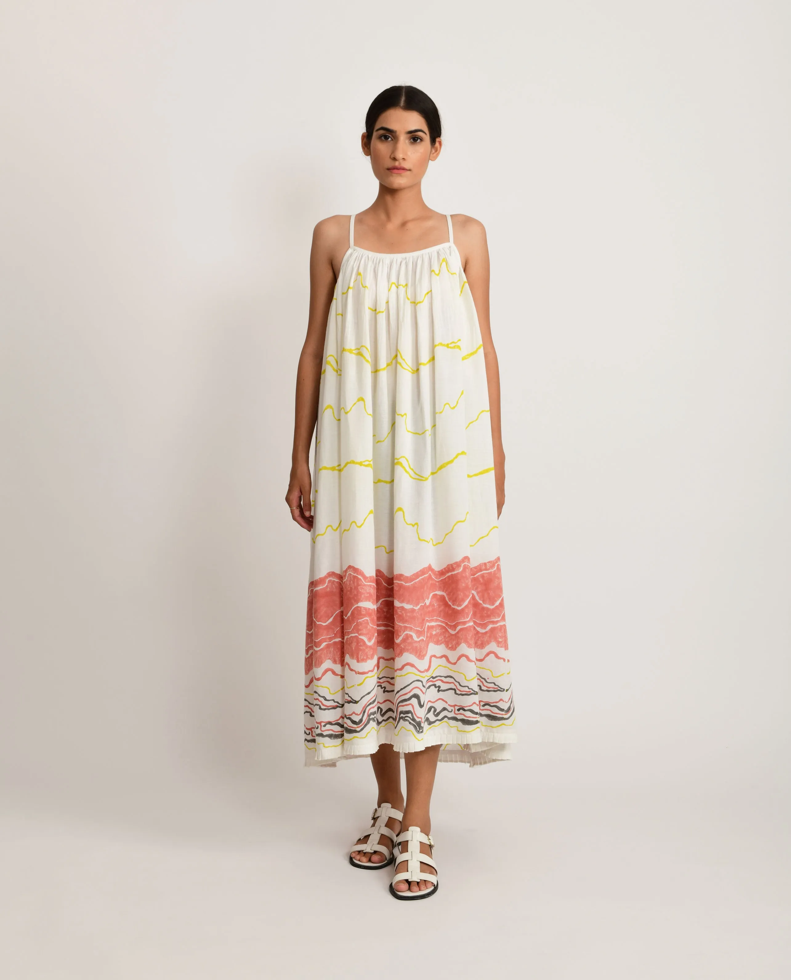 SALMON GATHER MID DRESS
