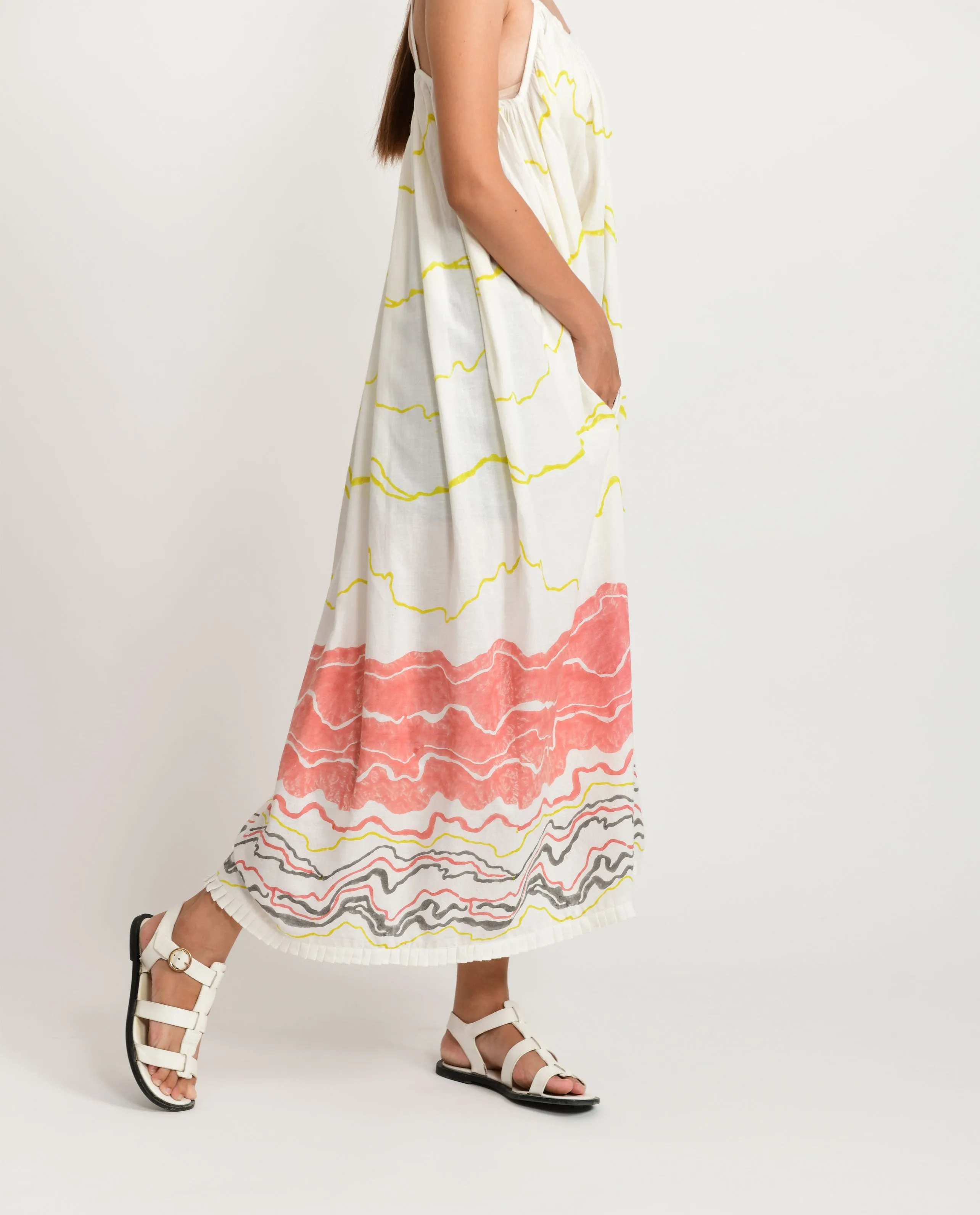 SALMON GATHER MID DRESS