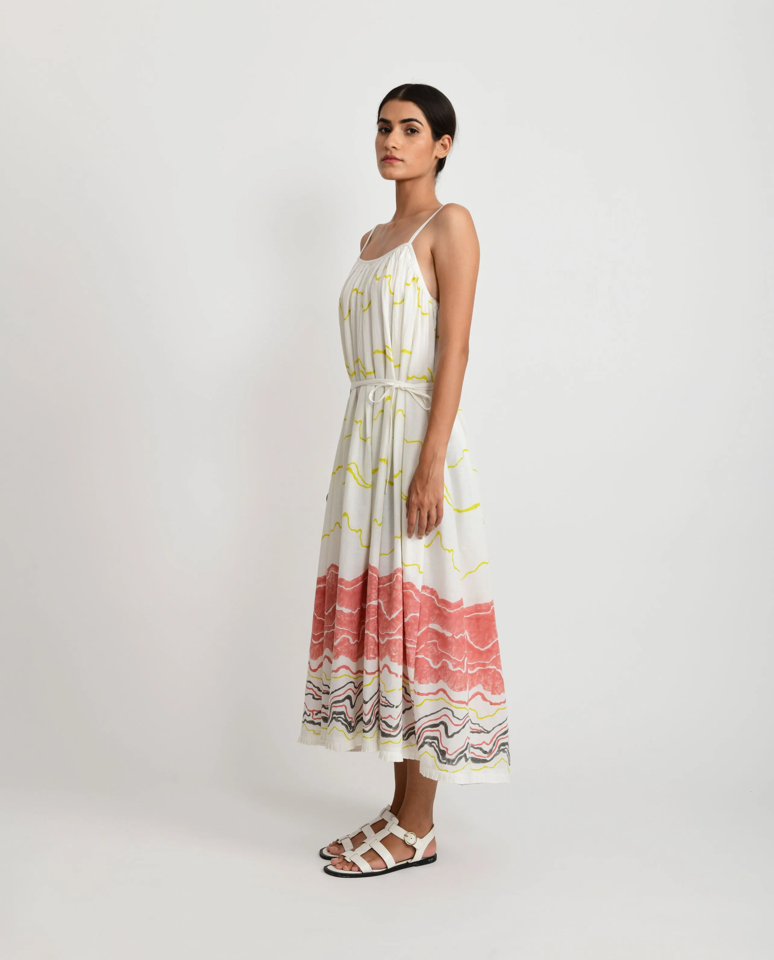 SALMON GATHER MID DRESS