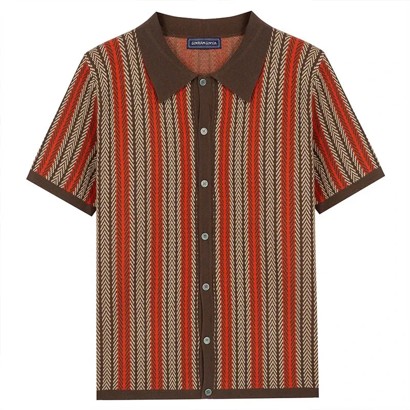 Signature Knit Print Button-Down Shirt
