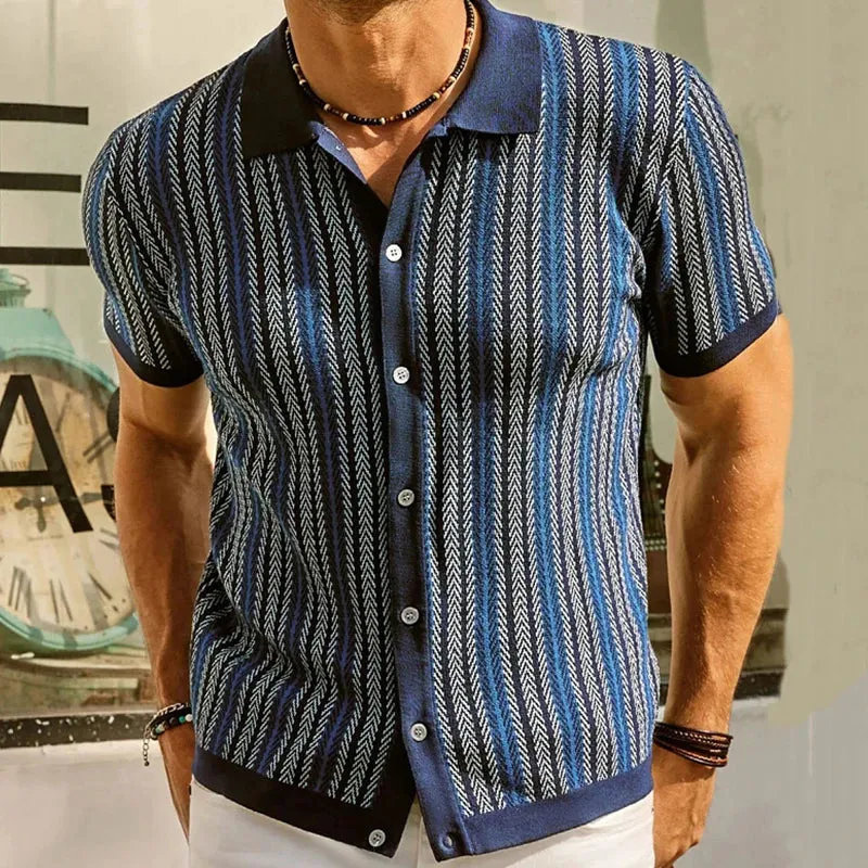 Signature Knit Print Button-Down Shirt
