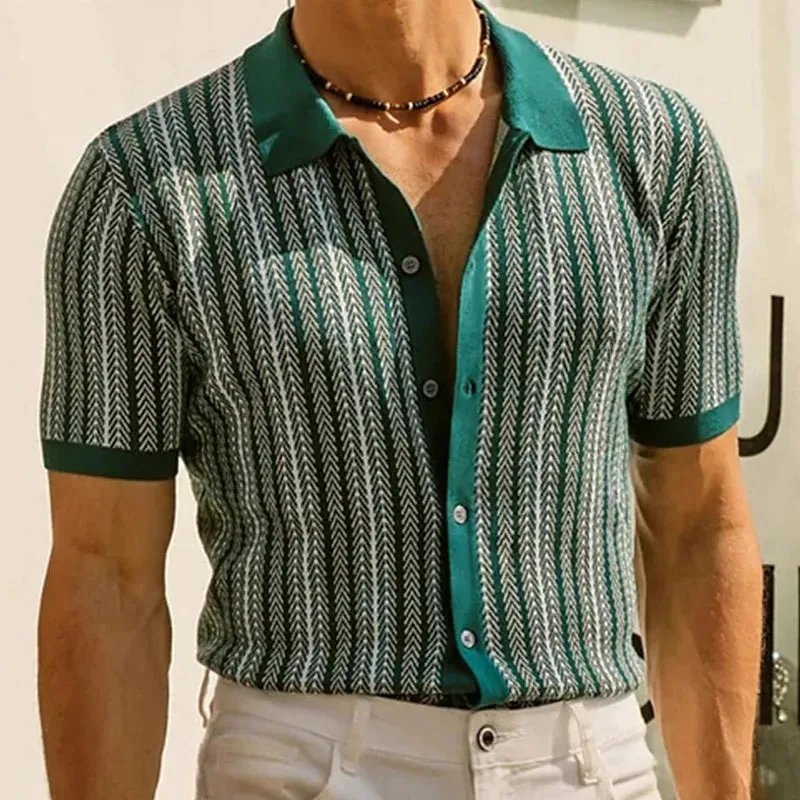 Signature Knit Print Button-Down Shirt