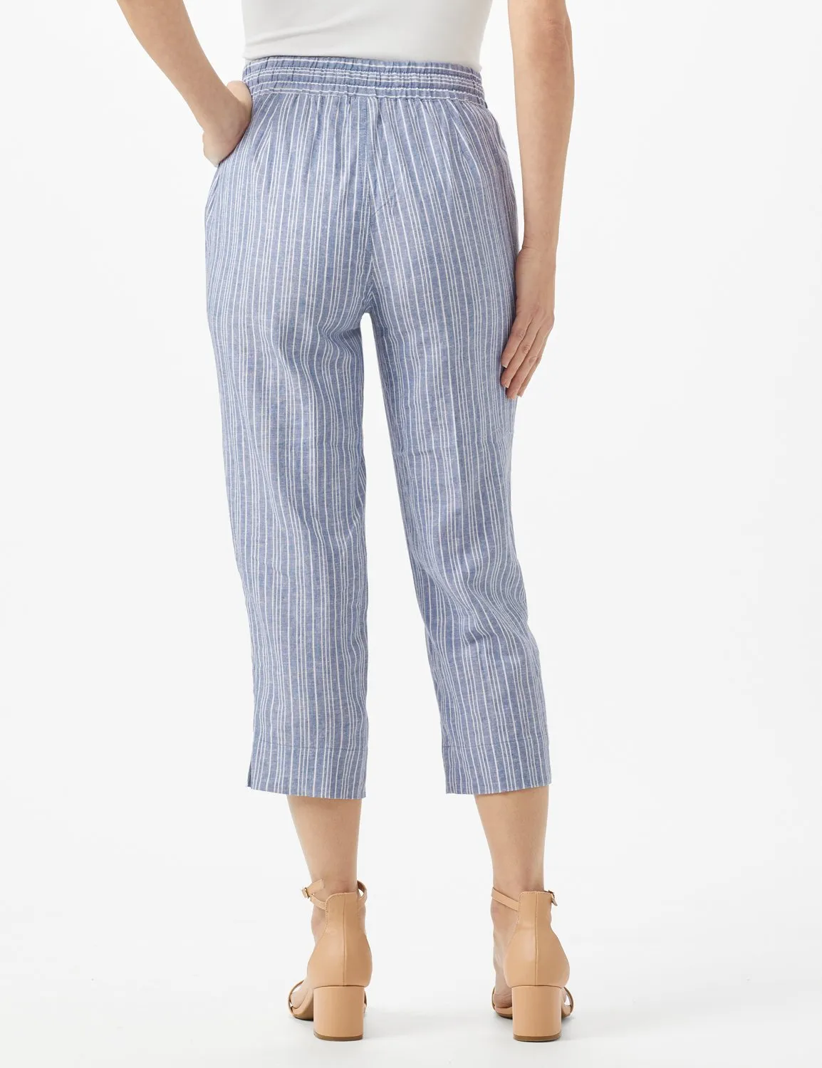 Striped Pull On Drawstring Crop