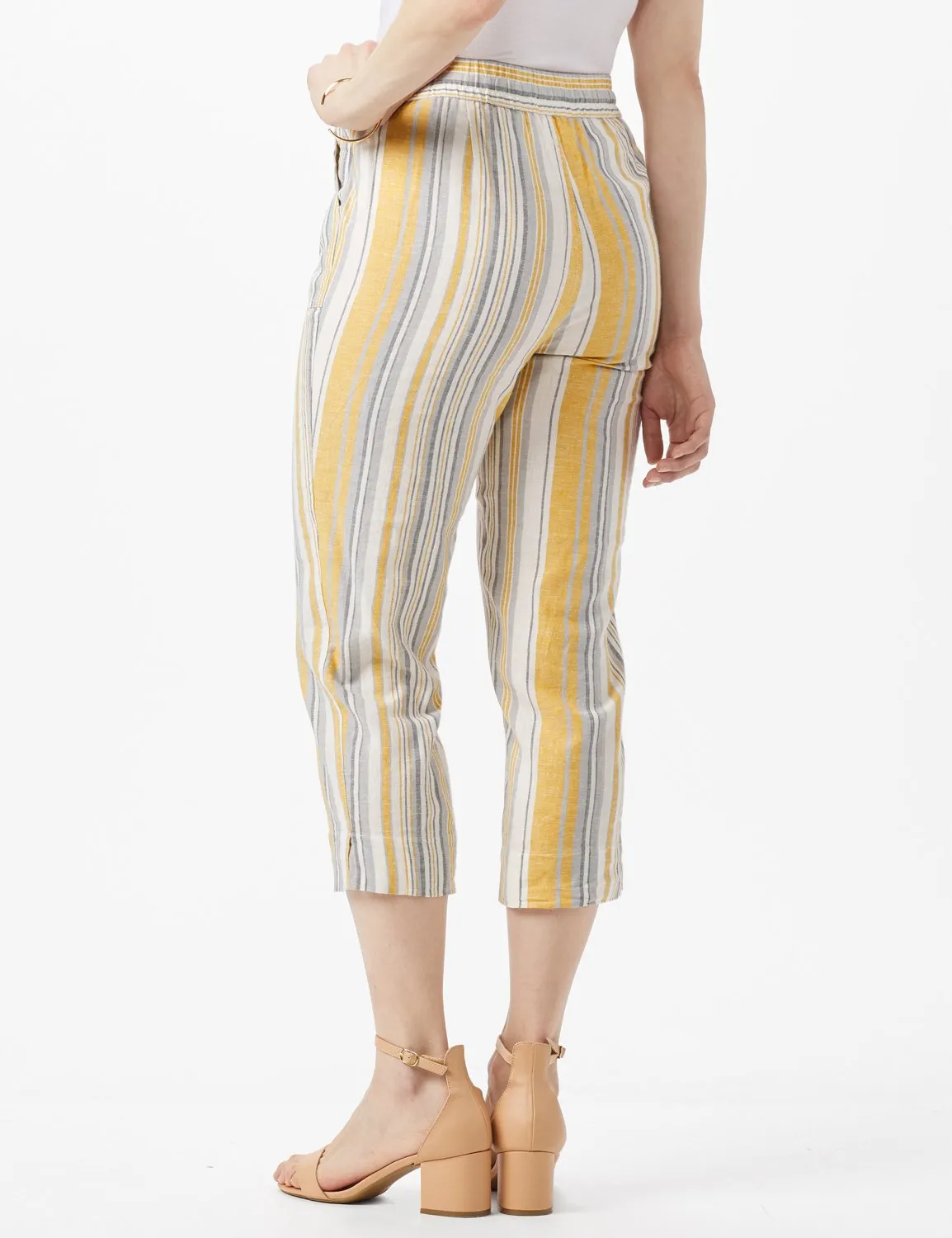 Striped Pull On Drawstring Crop