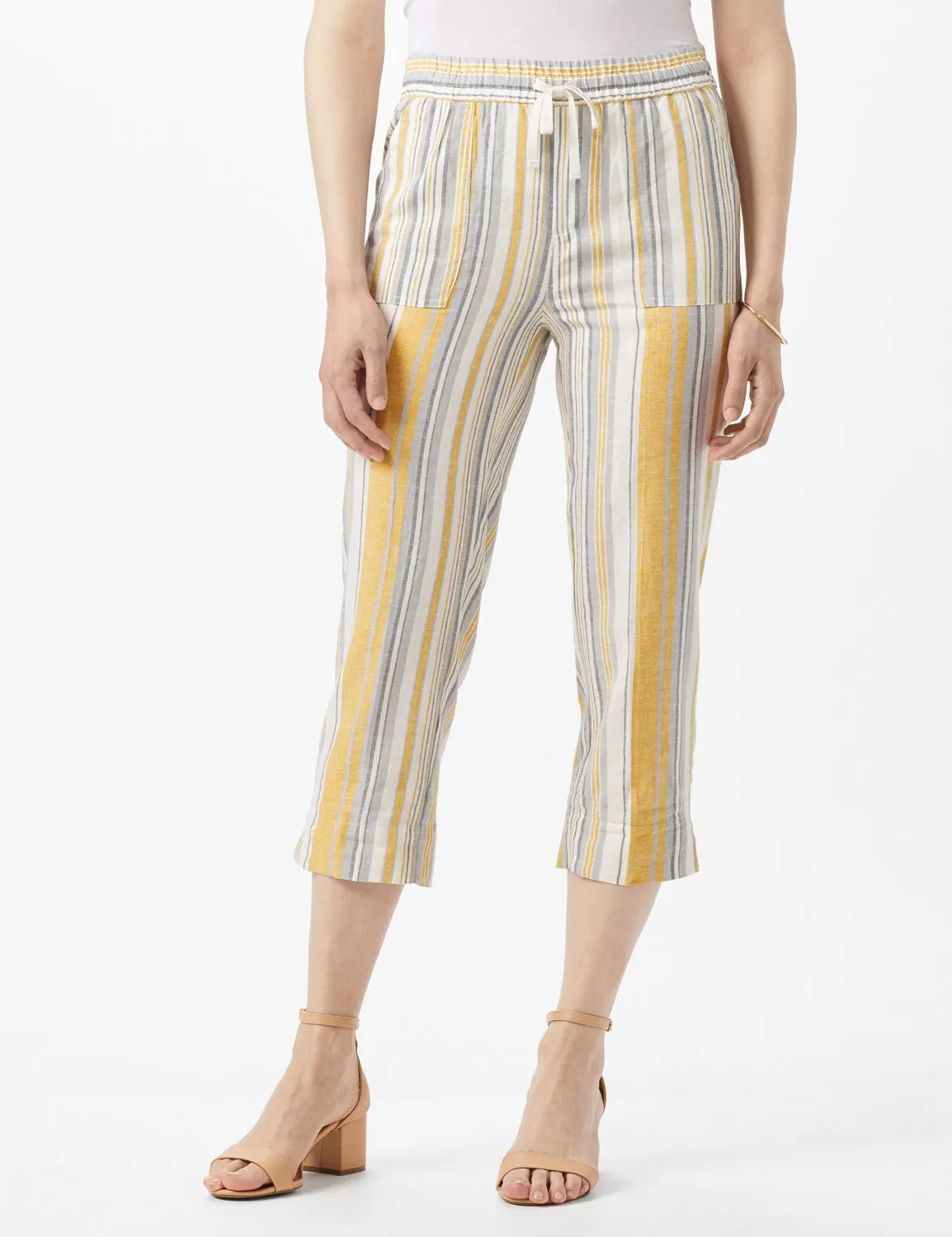 Striped Pull On Drawstring Crop