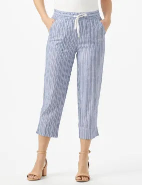 Striped Pull On Drawstring Crop