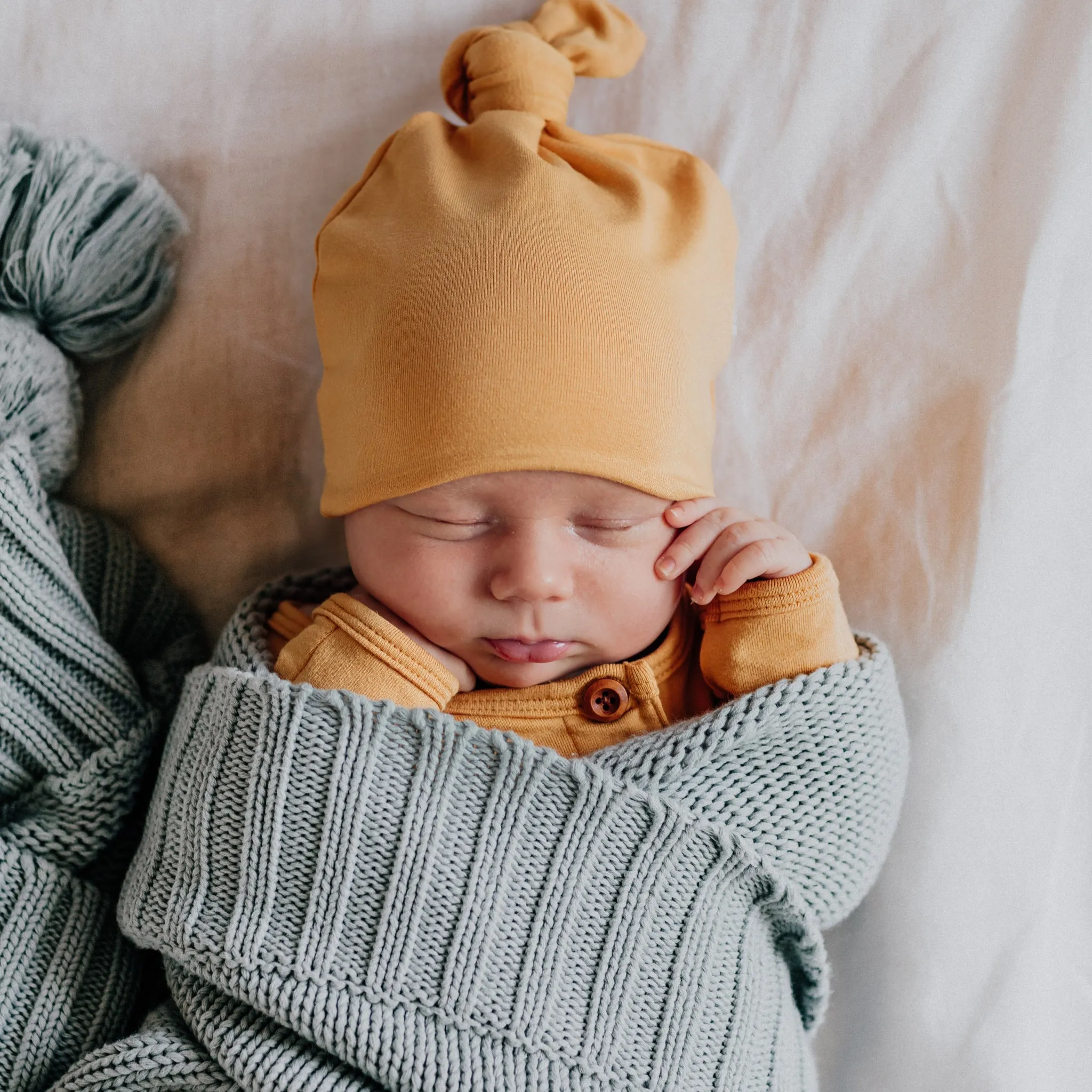 Top Knot Beanie - Honey