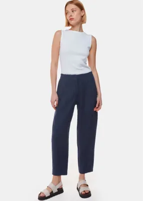 Whistles Linen Barrel leg Trousers Navy